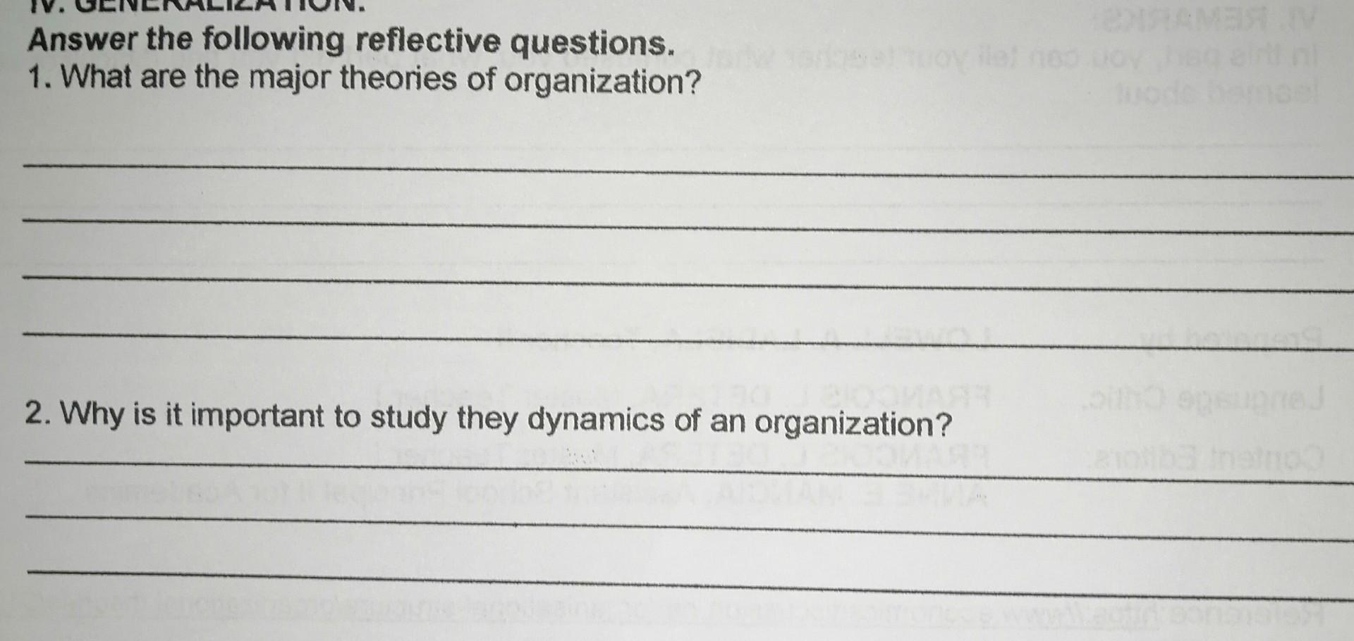 Answer the following reflective questions. 1.