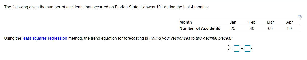 The following gives the number of accidents that