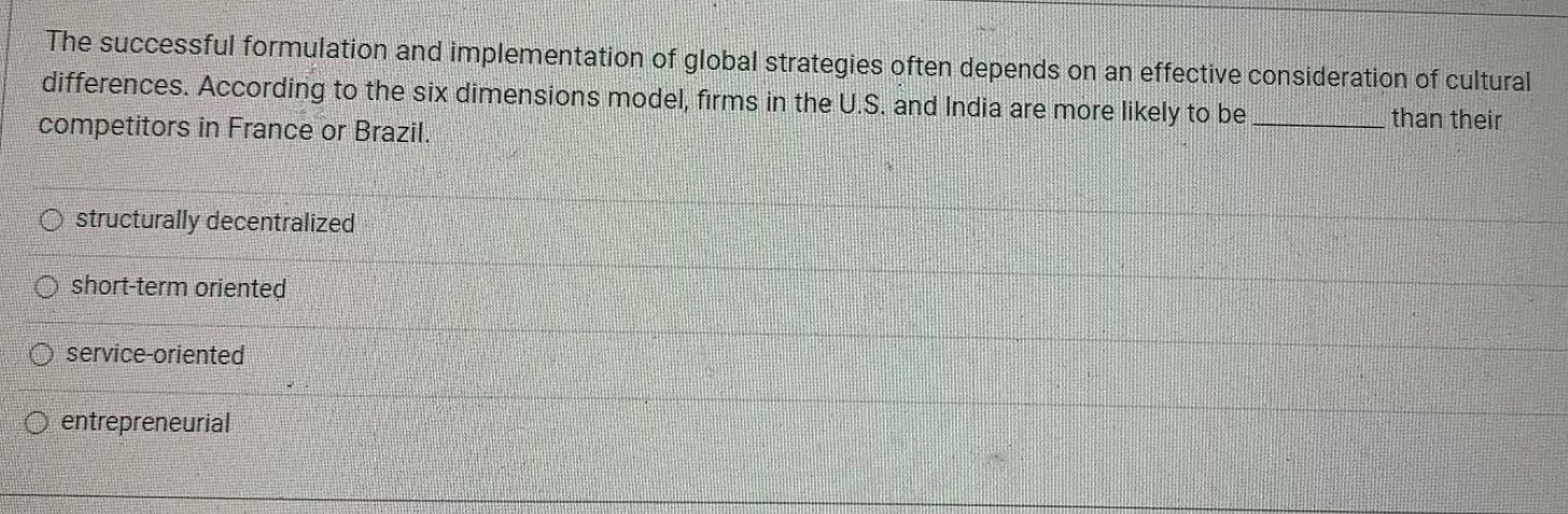 The successful formulation and implementation of