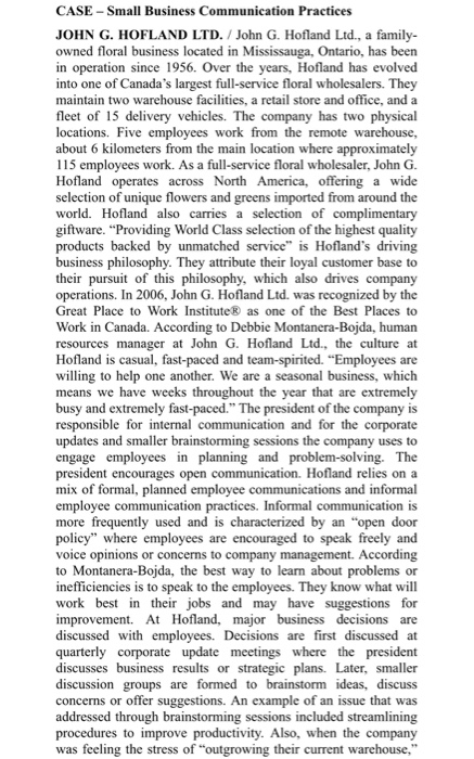 Read and answer the question. CASE - Small