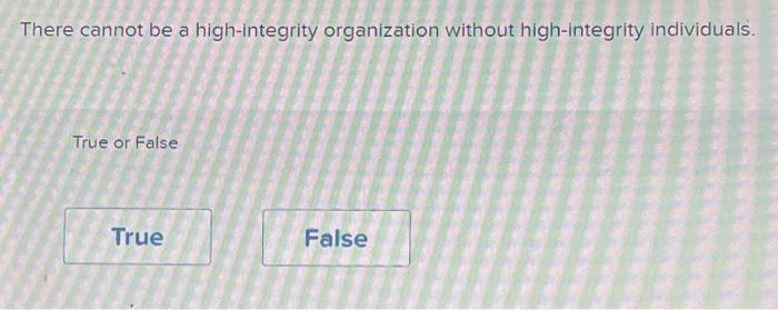 There cannot be a high-integrity organization