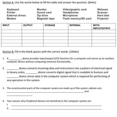 help please.......... Section A. Use the words