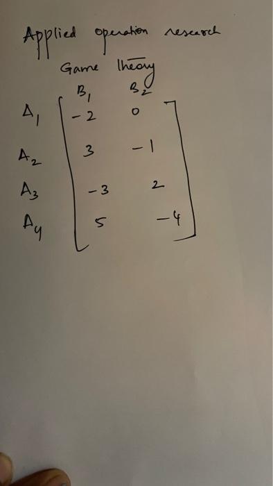 research . Applied operation Game Theory A B, 2 3