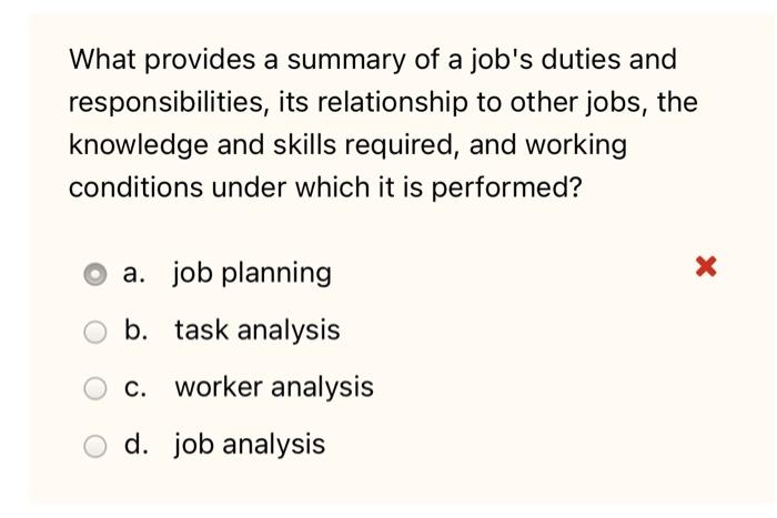 What provides a summary of a job's duties and