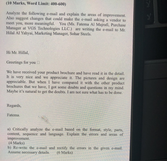 (10 Marks, Word Limit: 400-600) Analyze the