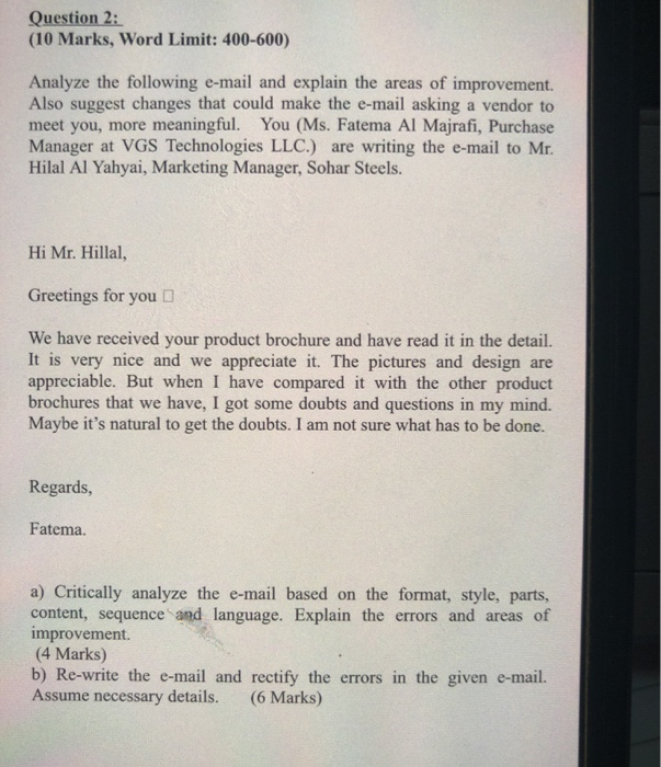 (10 Marks, Word Limit: 400-600) Analyze the