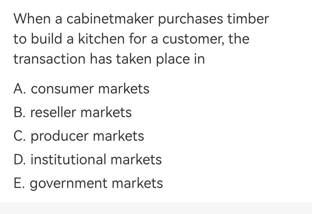 a When a cabinetmaker purchases timber to build a