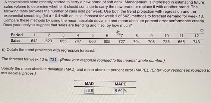 38.8 and 5.59 are incorrect A convenience store
