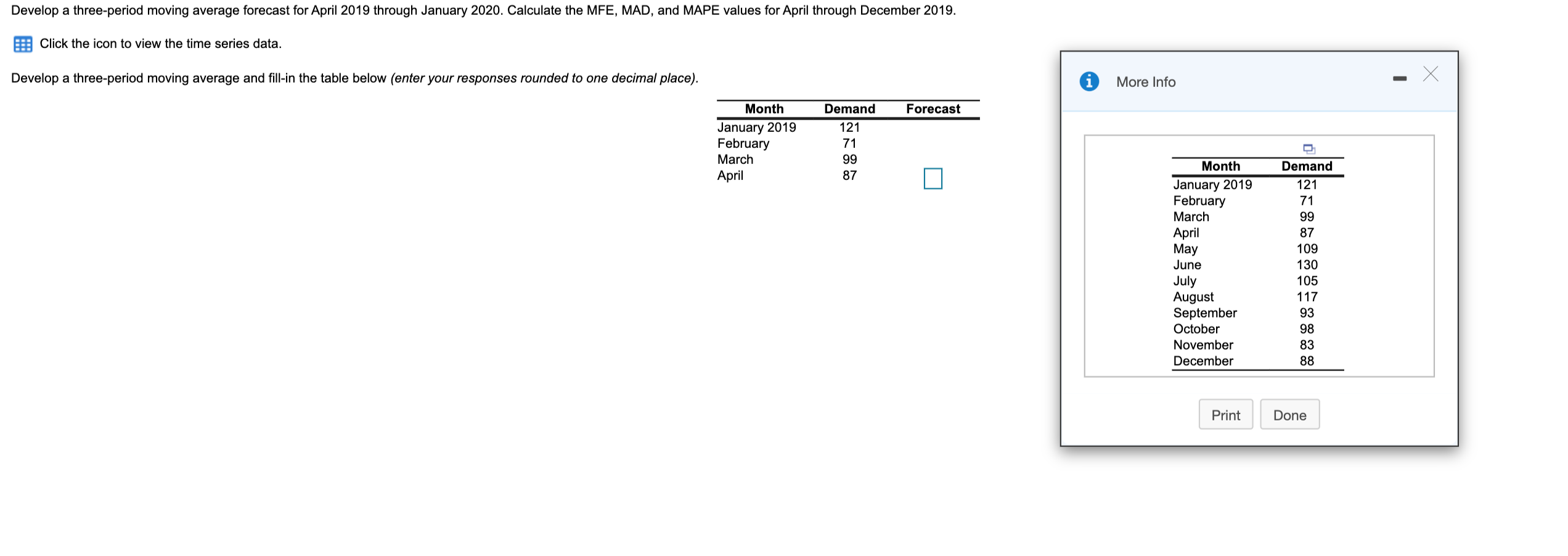 PLEASE HELP: Develop a three-period moving