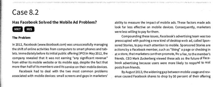 Case 8.2 Has Facebook Solved the Mobile Ad