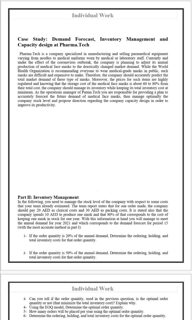 Individual Work Case Study: Demand Forecast,
