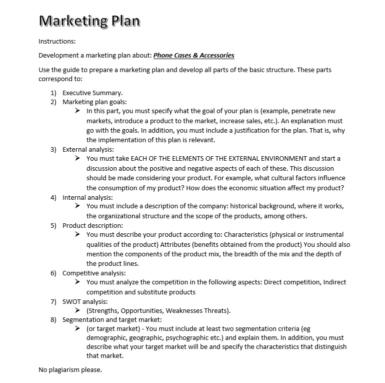 Can you develop a marketing plan about Cell Phone