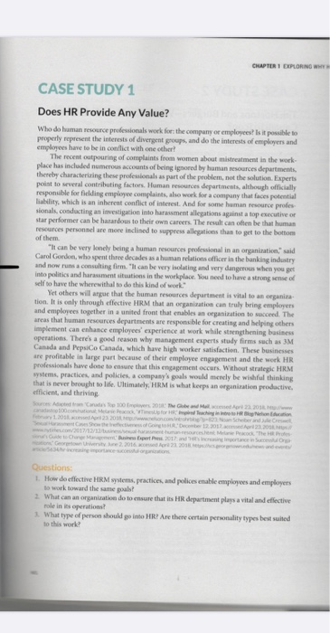 CHAPTER 1 EXPLORING WW CASE STUDY 1 Does HR