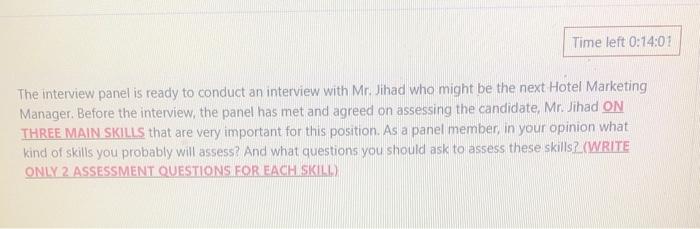 Time left 0:14:01 The interview panel is ready to