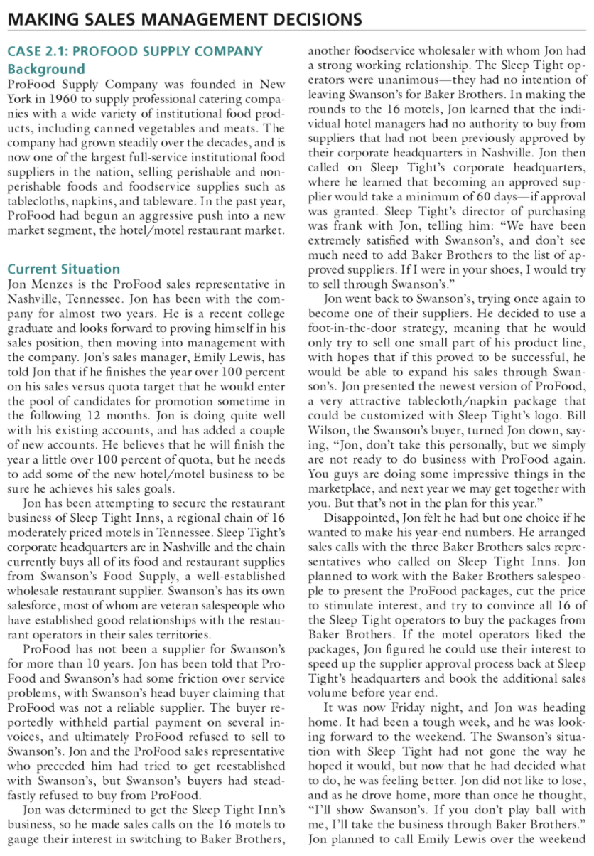 Read Case 2.1 at the end of Chapter 2. Select one