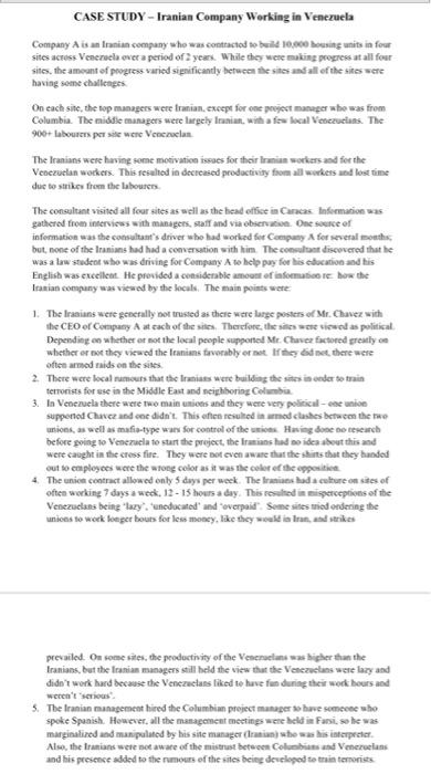 CASE STUDY - Iranian Company Working in Venezuela