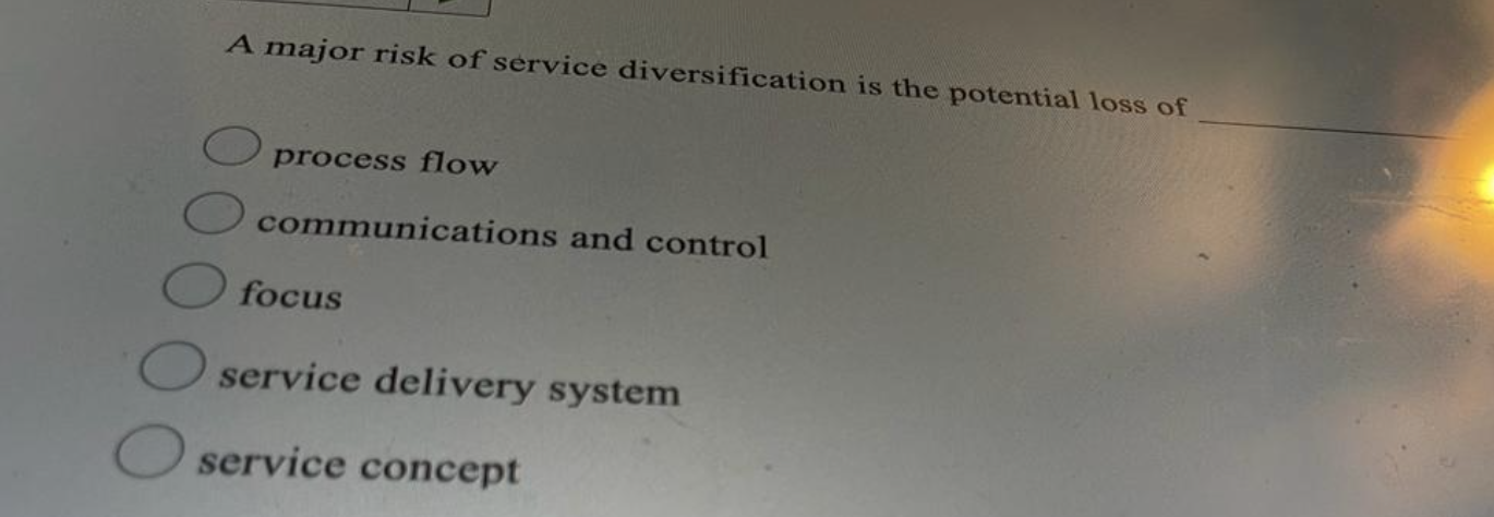 A major risk of service diversification is the