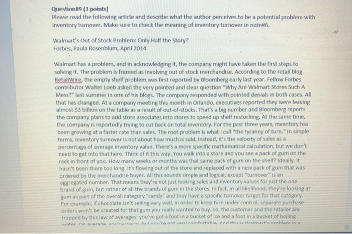 Question 19 (3 points) Please read the following