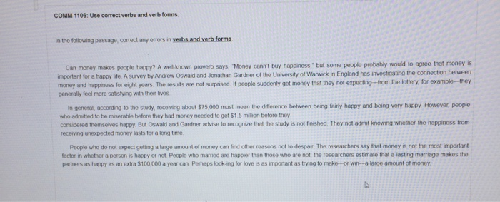 COMM 1106: Use correct verbs and verb forms. In