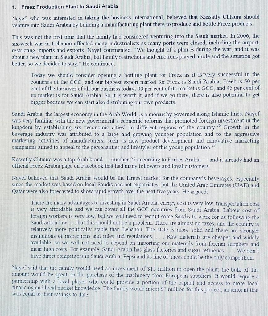 The exercise is about a beverage company (