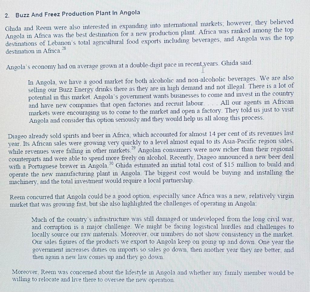 The exercise is about a beverage company (