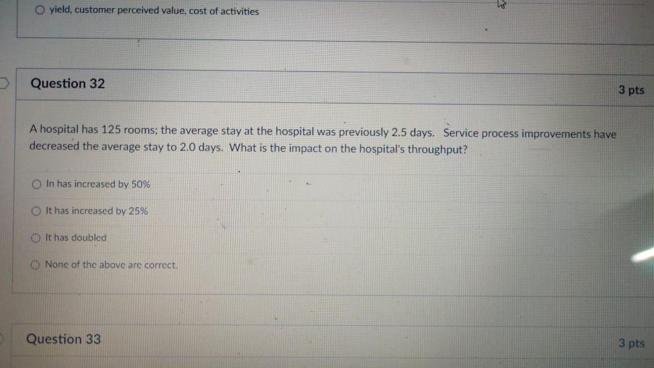 O yield, customer perceived value, cost of