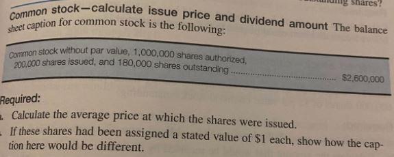 shares? Common stock-calculate issue price and