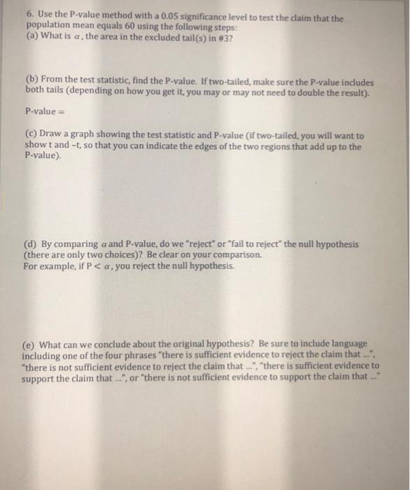 7. (a) Use the sample data to construct a 95%