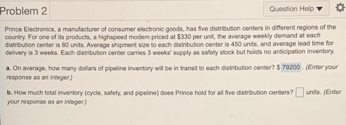 Problem 2 Question Help Prince Electronics, a