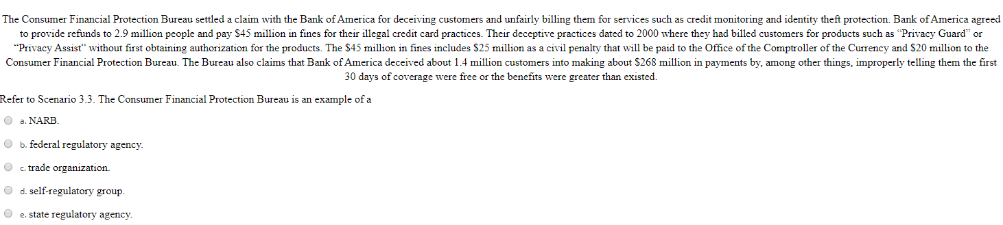 The Consumer Financial Protection Bureau settled