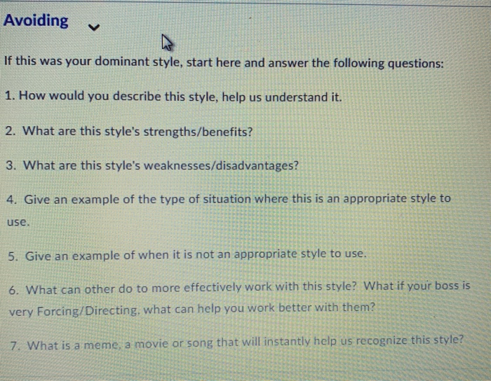 Avoiding If this was your dominant style, start