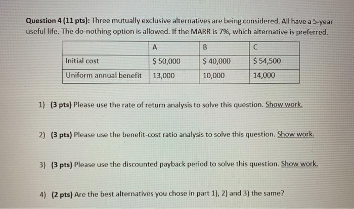 Please answer all four parts for question 4.