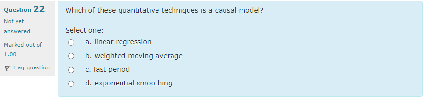 Question 21 When is the exponential smoothing