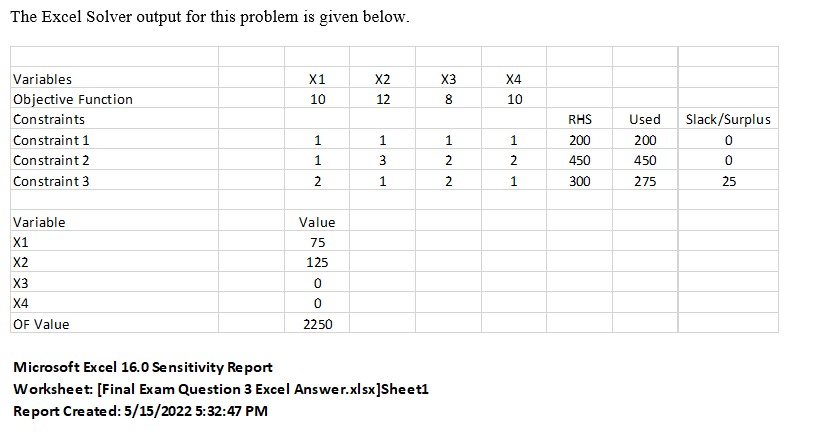Answer Questions 3 and 4 based on the following