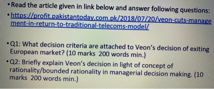 Read the article given in link below and answer