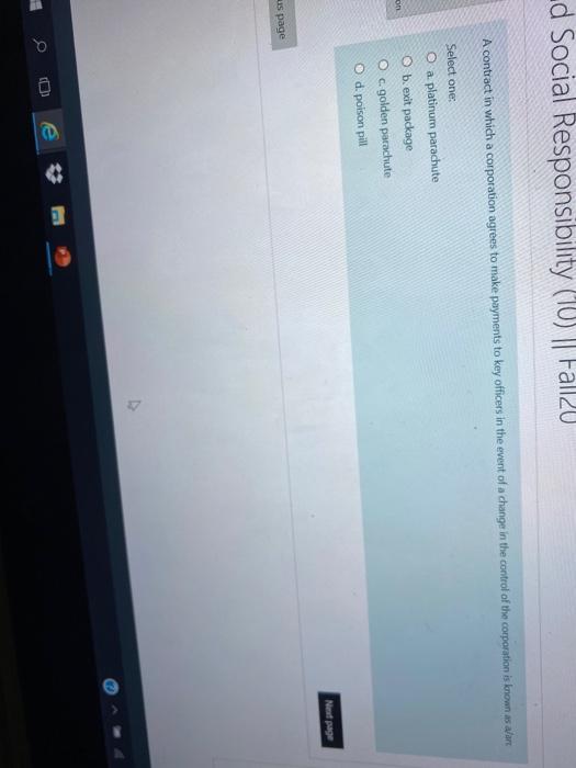 d Social Responsibility (TU) || Fall20 A contract