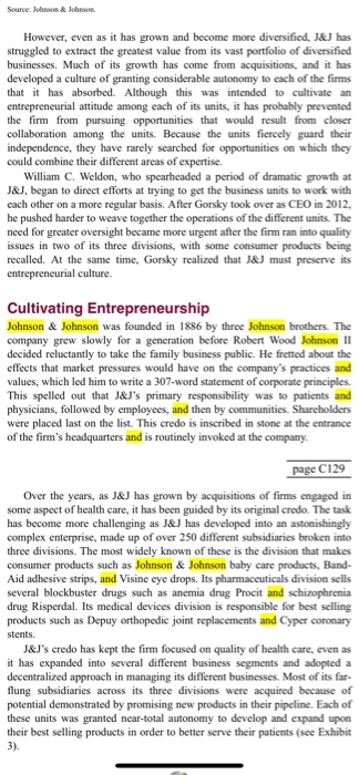 Initial Thread: Read Case 19: "Johnson &