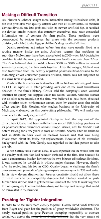 Initial Thread: Read Case 19: "Johnson &