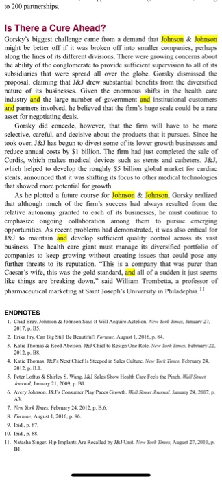 Initial Thread: Read Case 19: "Johnson &