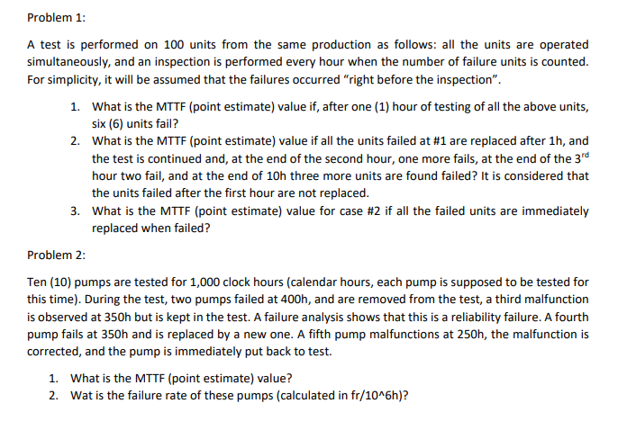 Help Please. Problem 1: A test is performed on