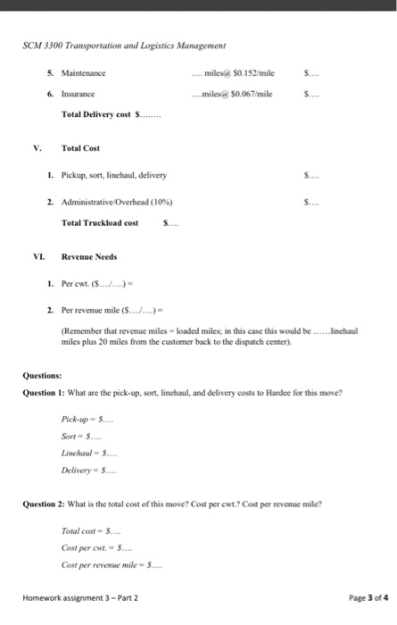 SCM 3300 Transportation and Logistics Management