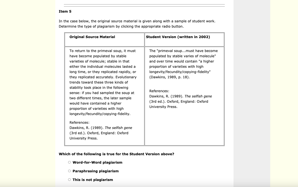 In the case below, the original source material