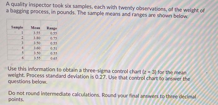 asks for 1. Upper control limit 2. Center line 3.