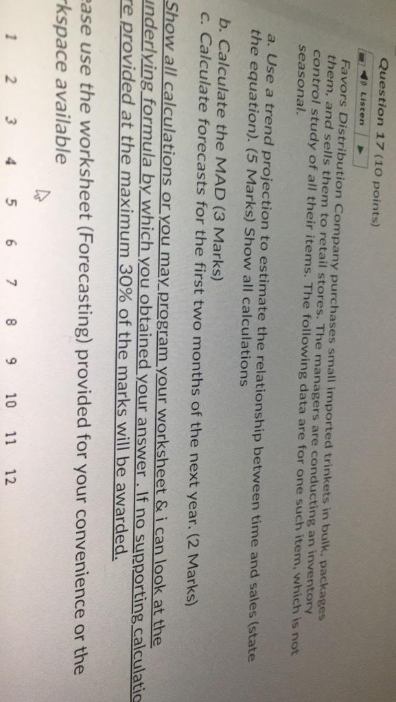 Question 17 (10 points) Listen Favors