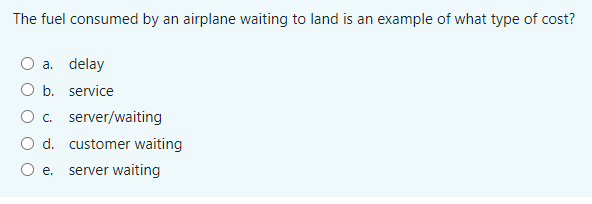 The fuel consumed by an airplane waiting to land