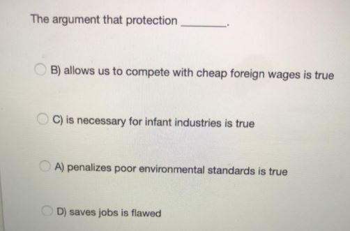 The argument that protection B) allows us to