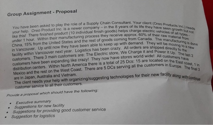 Group Assignment - Proposal e t You have been