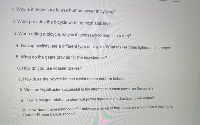 1. Why is it necessary to use human power in