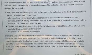 Who owns the estate? How is it divided up between