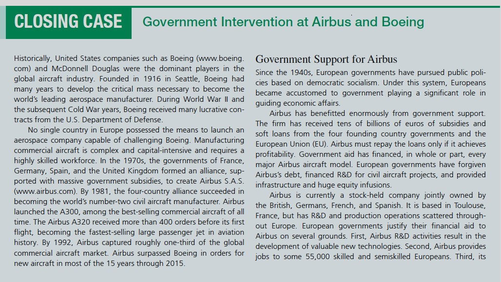 CLOSING CASE Government Intervention at Airbus